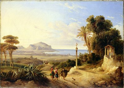 Uitzicht op Palermo, 1840 door Consalvo Carelli